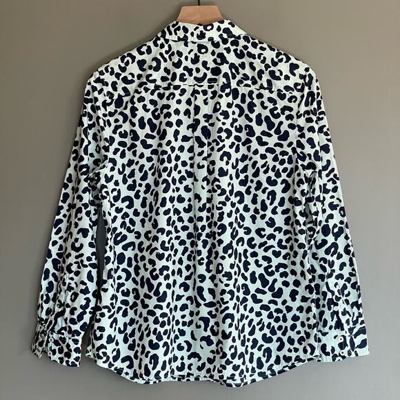 TALBOTS CLASSIC COTTON SHIRT in GRAPHIC CHEETAH‎ Size Large Petite Green Black - Picture 8 of 13